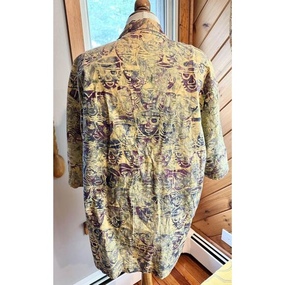 Vintage Men’s Hilo Hattie Face Tapestry Printed Hawaiian Shirt Button Down - Picture 8 of 10